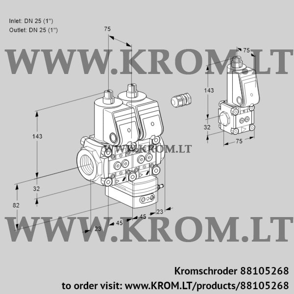 Kromschroder VCG 1E25R/25R05NGEWR/PPPP/PPBS, 88105268 air/gas ratio control, 88105268