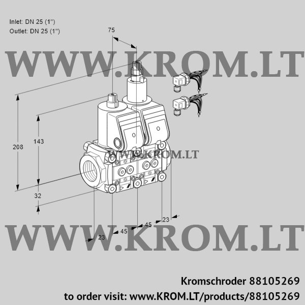 Kromschroder VCS 1E25R/25R05NLWR6/PPPP/PPPP, 88105269 double solenoid valve, 88105269