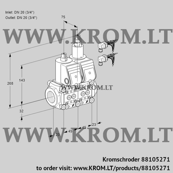 Kromschroder VCS 1E20R/20R05NLKR6/PPPP/PPPP, 88105271 double solenoid valve, 88105271