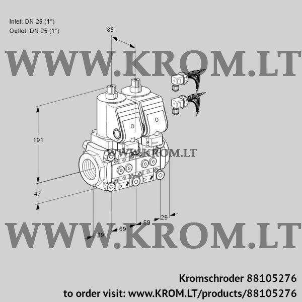 Kromschroder VCS 2E25R/25R05NNWGR8/PPPP/PPPP, 88105276 double solenoid valve, 88105276