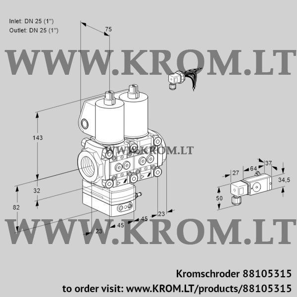 Kromschroder VCD 1E25R/25R05D-100NWL/PPPP/2-PP, 88105315 pressure regulator, 88105315