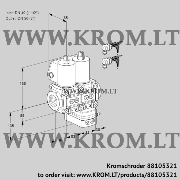 Kromschroder VCH 3E40R/50R05NHEWL6/PPPP/PPPP, 88105321 flow rate regulator, 88105321