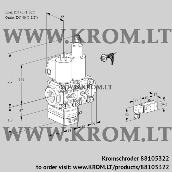 Kromschroder VCV 2E40R/40R05VKLWL/PPPP/2-PP, 88105322 air/gas ratio control, 88105322