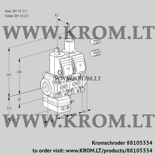 Kromschroder VCD 3E50R/50R05D-25LWR3/PPPP/PPPP, 88105334 pressure regulator, 88105334