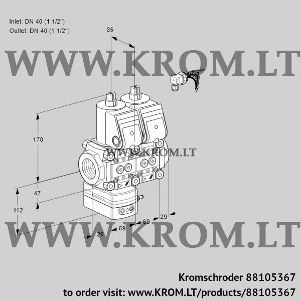 Kromschroder VCD 2E40R/40R05D-100NWR/PPPP/PPPP, 88105367 pressure regulator, 88105367