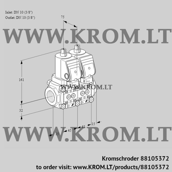 Kromschroder VCS 1E10R/10R05NNWGR/PPPP/PPPP, 88105372 double solenoid valve, 88105372