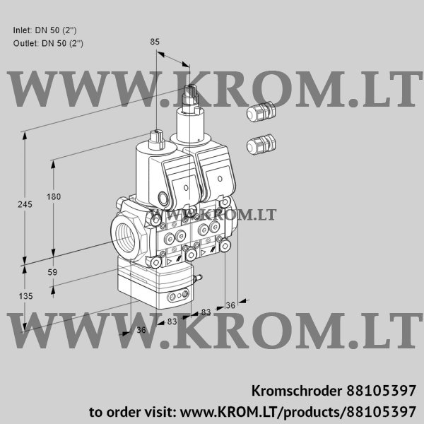 Kromschroder VCG 3E50R/50R05GELWR3/PPPP/PPPP, 88105397 air/gas ratio control, 88105397