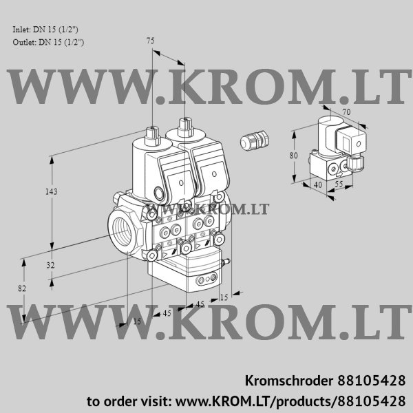 Kromschroder VCD 1E15R/15R05ND-50WR/PPPP/PPBY, 88105428 pressure regulator, 88105428