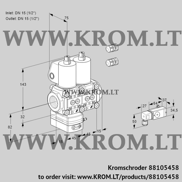 Kromschroder VCD 1E15R/15R05D-100NWL3/PPPP/PP-3, 88105458 pressure regulator, 88105458