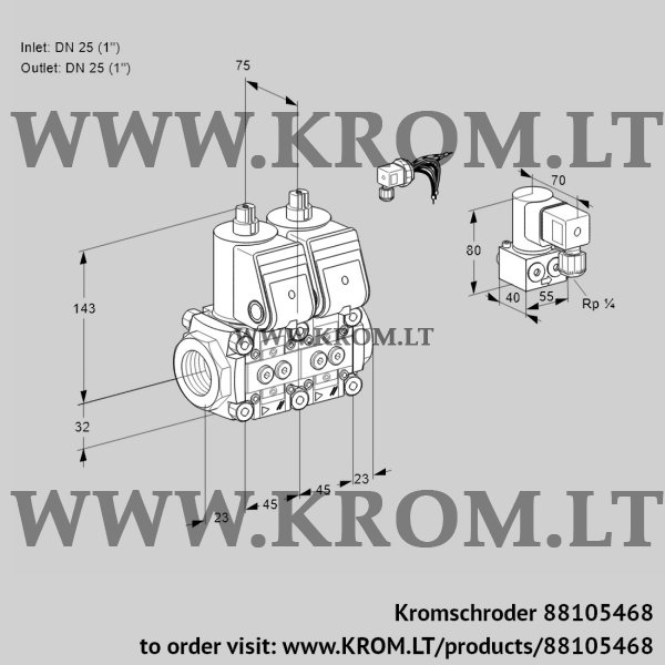 Kromschroder VCS 1E25R/25R05NNWR3/PPPP/PPZY, 88105468 double solenoid valve, 88105468