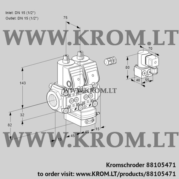 Kromschroder VCG 1E15R/15R05NGEWR/PPPP/PPBY, 88105471 air/gas ratio control, 88105471