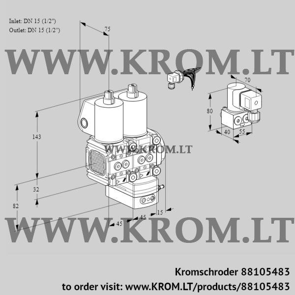 Kromschroder VCG 1E15R/15R05FNGEWL/PPBY/PPPP, 88105483 air/gas ratio control, 88105483