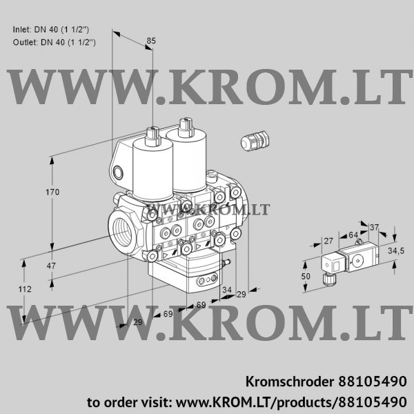 Kromschroder VCG 2E40R/40R05NGNVWL/-3PP/3-PP, 88105490 air/gas ratio control, 88105490