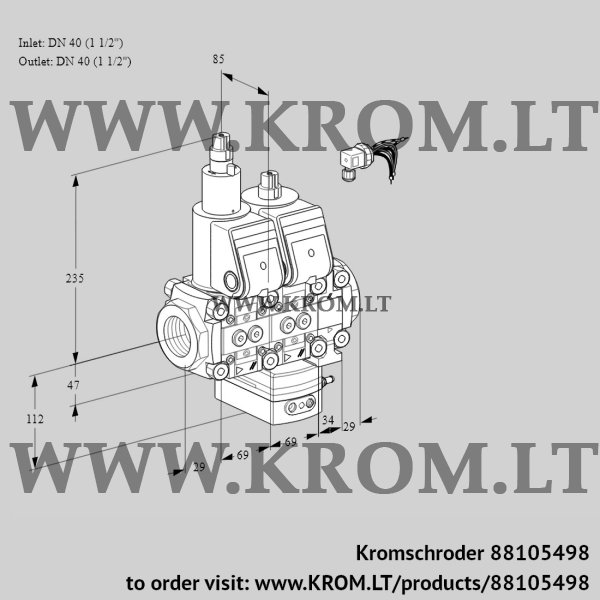 Kromschroder VCH 2E40R/40R05LHEVWR/PPPP/PPPP, 88105498 flow rate regulator, 88105498