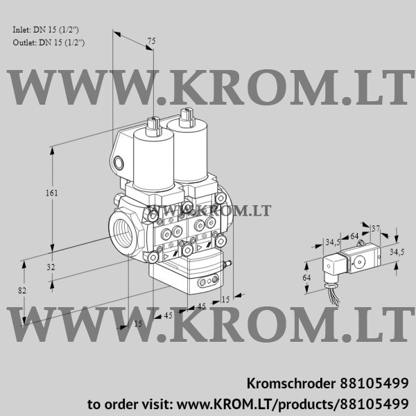 Kromschroder VCG 1T15N/15N05NGKQSL/PPPP/2--2, 88105499 air/gas ratio control, 88105499