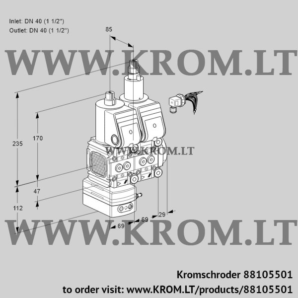 Kromschroder VCD 2E40R/40R05FD-25LWR/PPPP/PPPP, 88105501 pressure regulator, 88105501