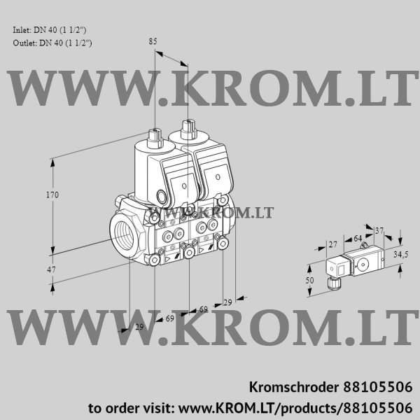 Kromschroder VCS 2E40R/40R05NNQR/2-PP/PPPP, 88105506 double solenoid valve, 88105506