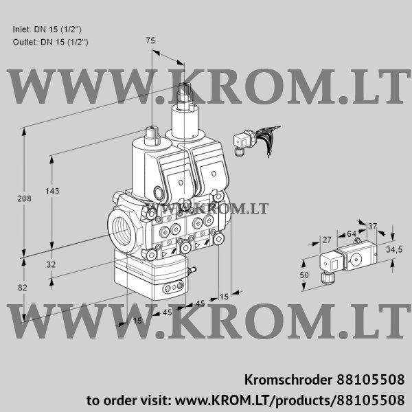 Kromschroder VCD 1E15R/15R05D-50LQR/2-PP/PPPP, 88105508 pressure regulator, 88105508