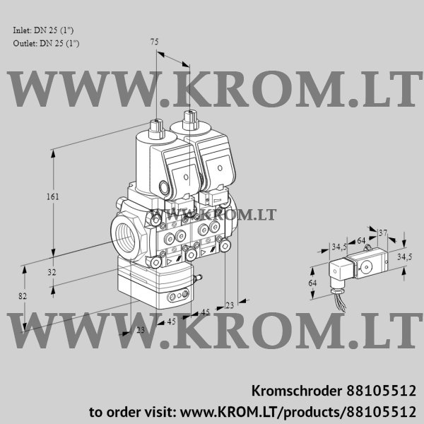 Kromschroder VCD 1T25N/25N05D-25NQSR/1--2/PPPP, 88105512 pressure regulator, 88105512