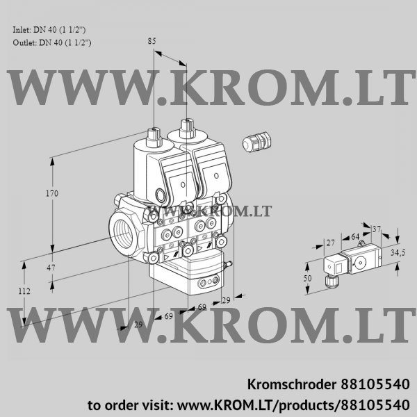 Kromschroder VCG 2E40R/40R05NGEWR/PP2-/2--2, 88105540 air/gas ratio control, 88105540