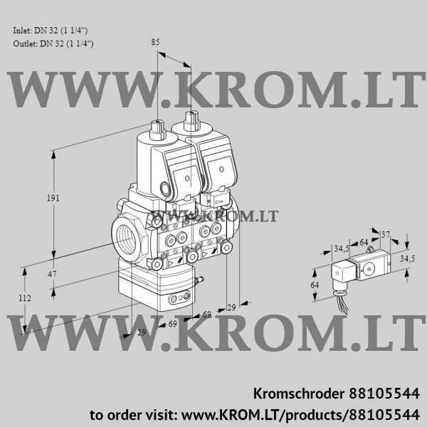 Kromschroder VCD 2T32N/32N05D-25NQSR/1--2/PPPP, 88105544 pressure regulator, 88105544