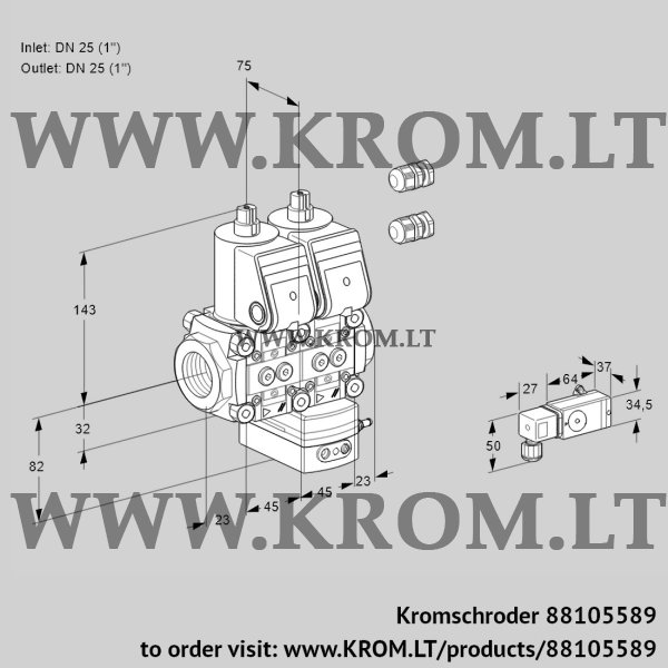 Kromschroder VCD 1E25R/25R05ND-100WR3/3-PP/PPPP, 88105589 pressure regulator, 88105589