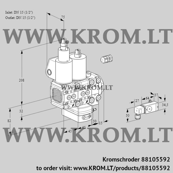 Kromschroder VCG 1E15R/15R05FLGEVWL/PPPP/2-PP, 88105592 air/gas ratio control, 88105592