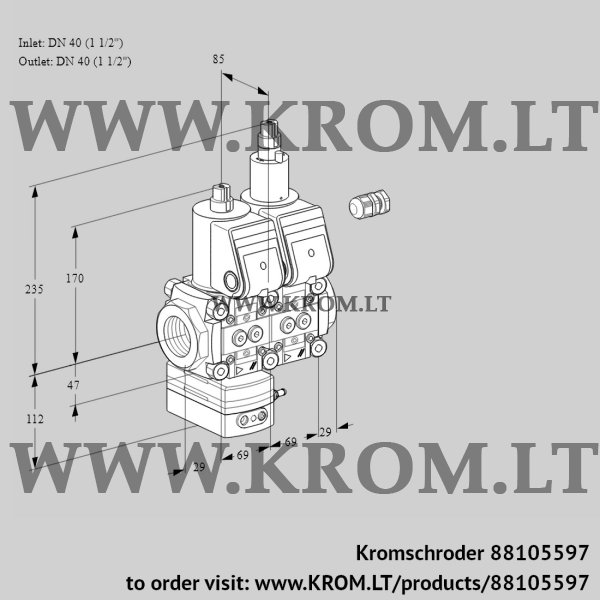 Kromschroder VCD 2E40R/40R05D-25LWR/PPPP/PPPP, 88105597 pressure regulator, 88105597