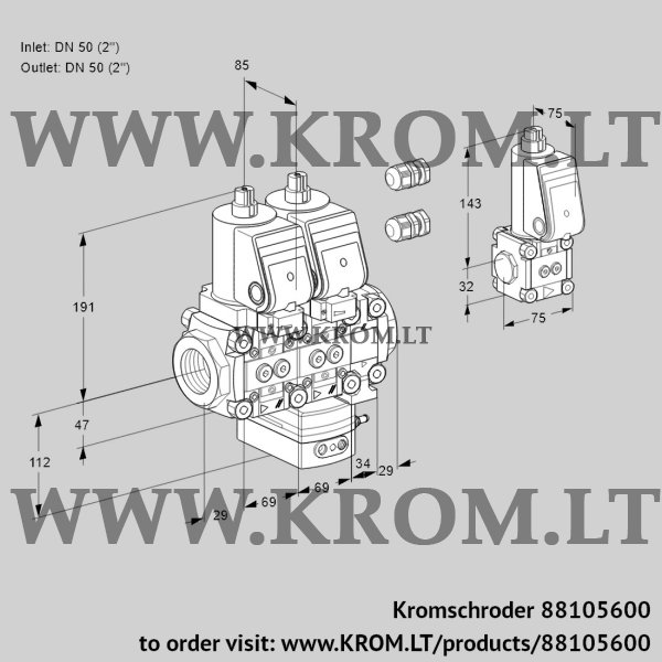 Kromschroder VCG 2E50R/50R05NGEVWSR3/PPPP/PPBS, 88105600 air/gas ratio control, 88105600