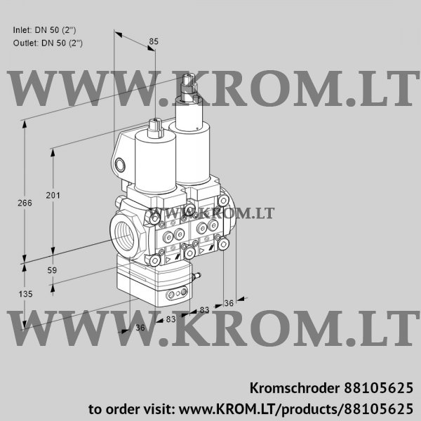 Kromschroder VCD 3T50N/50N05D-50LQSL/PPPP/PPPP, 88105625 pressure regulator, 88105625