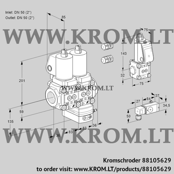 Kromschroder VCV 3E50R/50R05NVKWSL3/2-BS/PPPP, 88105629 air/gas ratio control, 88105629