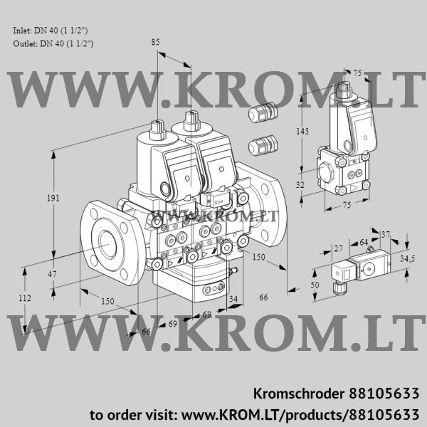 Kromschroder VCH 2E40F/40F05NHEVWSR3/-3PP/ZSPP, 88105633 flow rate regulator, 88105633