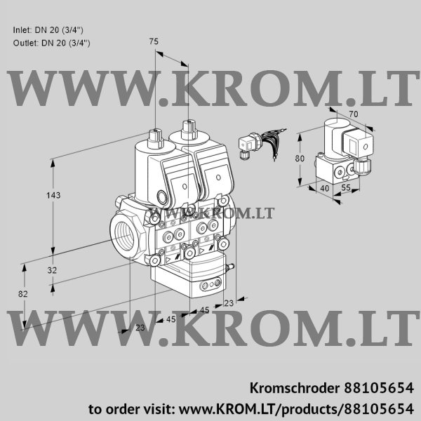 Kromschroder VCG 1E20R/20R05NGEWR/PPPP/BYPP, 88105654 air/gas ratio control, 88105654