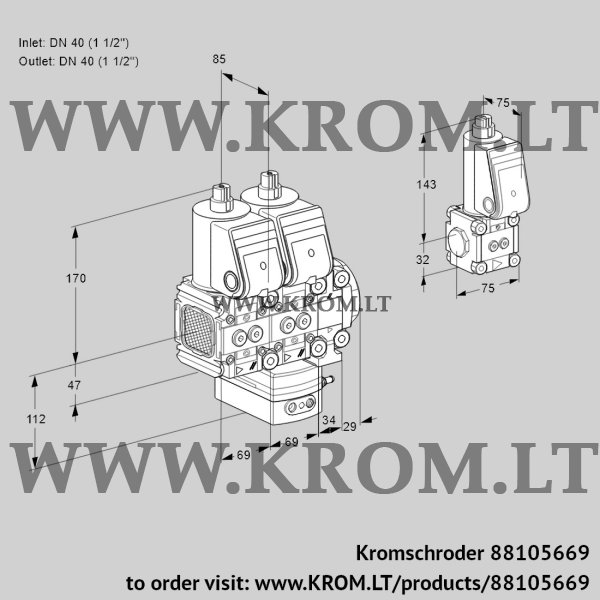 Kromschroder VCG 2T40N/40N05FNGAVQR/PPPP/ZSPP, 88105669 air/gas ratio control, 88105669