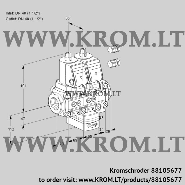 Kromschroder VCH 2E40R/40R05NHEVWSR3/PPPP/PPPP, 88105677 flow rate regulator, 88105677