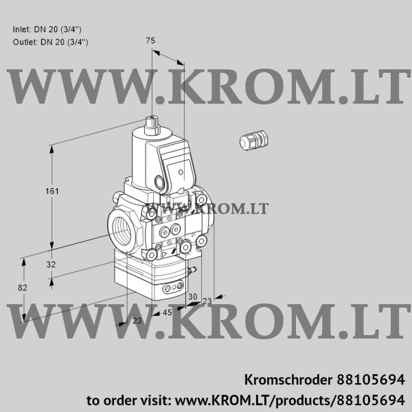 Kromschroder VAH 1E20R/20R05HEVWSR/PP/PP, 88105694 flow rate regulator, 88105694