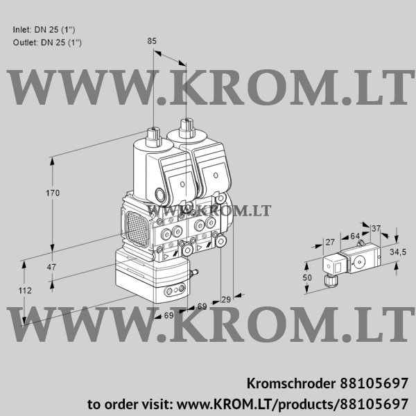 Kromschroder VCD 2E25R/25R05FD-50NWR/2-PP/PPPP, 88105697 pressure regulator, 88105697