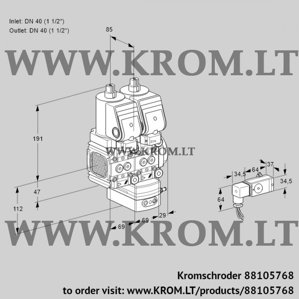Kromschroder VCD 2T40N/40N05FND-25QGR/2-PP/PPPP, 88105768 pressure regulator, 88105768