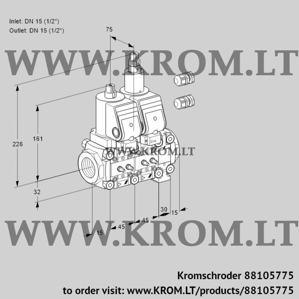 Kromschroder VCS 1E15R/15R05NLVQGR3/MMMM/PPPP, 88105775 double solenoid valve, 88105775