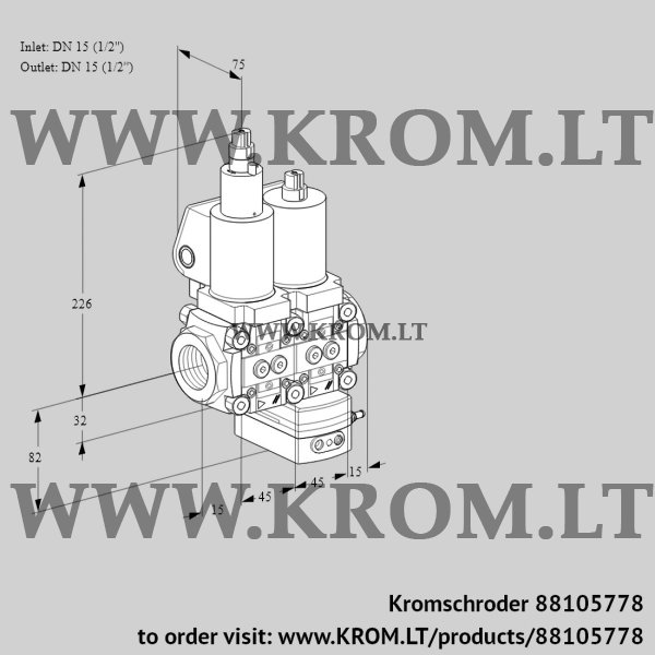 Kromschroder VCG 1T15N/15N05LGAQSL/PPPP/PPPP, 88105778 air/gas ratio control, 88105778