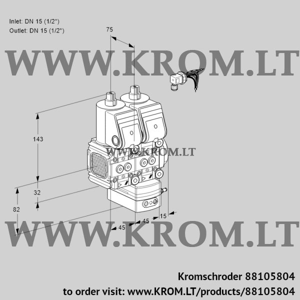 Kromschroder VCG 1E15R/15R05FNGEWR/PPPP/PPPP, 88105804 air/gas ratio control, 88105804