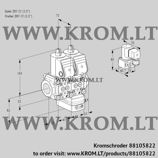 Kromschroder VCG 1E15R/15R05NGEWR/PPPP/PPBY, 88105822 air/gas ratio control, 88105822