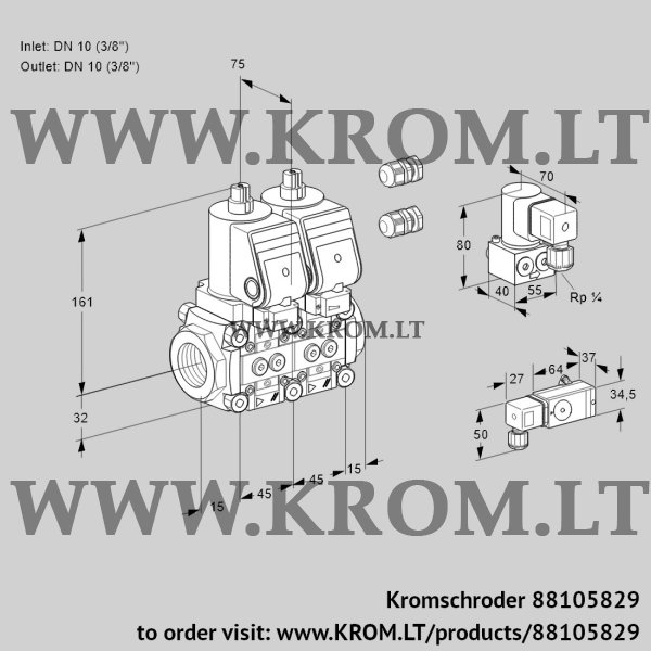 Kromschroder VCS 1E10R/10R05NNWSR3/-3PP/ZYPP, 88105829 double solenoid valve, 88105829