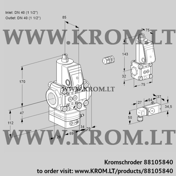 Kromschroder VAG 2E40R/40R05GEVWR/3-/ZS, 88105840 air/gas ratio control, 88105840