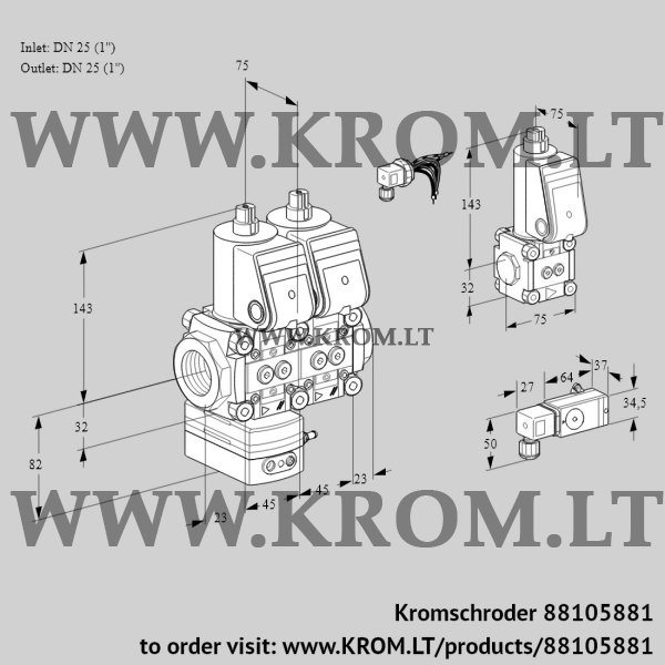 Kromschroder VCD 1E25R/25R05D-50NWR/2-PP/PPBS, 88105881 pressure regulator, 88105881