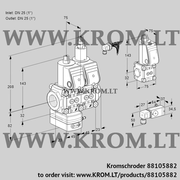 Kromschroder VCD 1E25R/25R05D-50LWR/2-PP/PPBS, 88105882 pressure regulator, 88105882