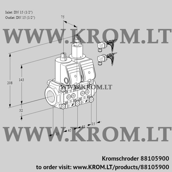 Kromschroder VCS 1E15R/15R05NLWR6/PPPP/PPPP, 88105900 double solenoid valve, 88105900