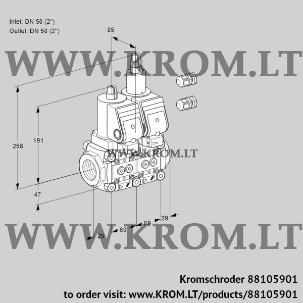 Kromschroder VCS 2E50R/50R05NLWGR3/PPPP/PPPP, 88105901 double solenoid valve, 88105901