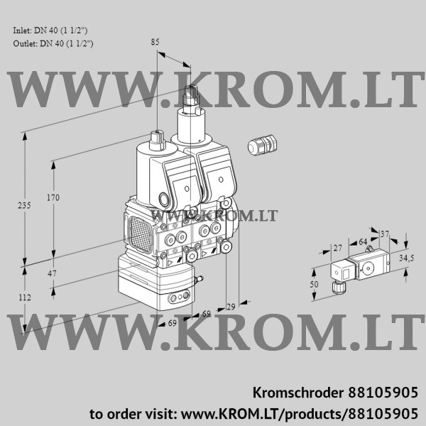 Kromschroder VCD 2E40R/40R05FD-50LWR/2-PP/PPPP, 88105905 pressure regulator, 88105905