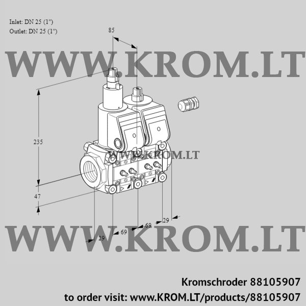 Kromschroder VCS 2E25R/25R05LNWR/MMMM/PPPP, 88105907 double solenoid valve, 88105907